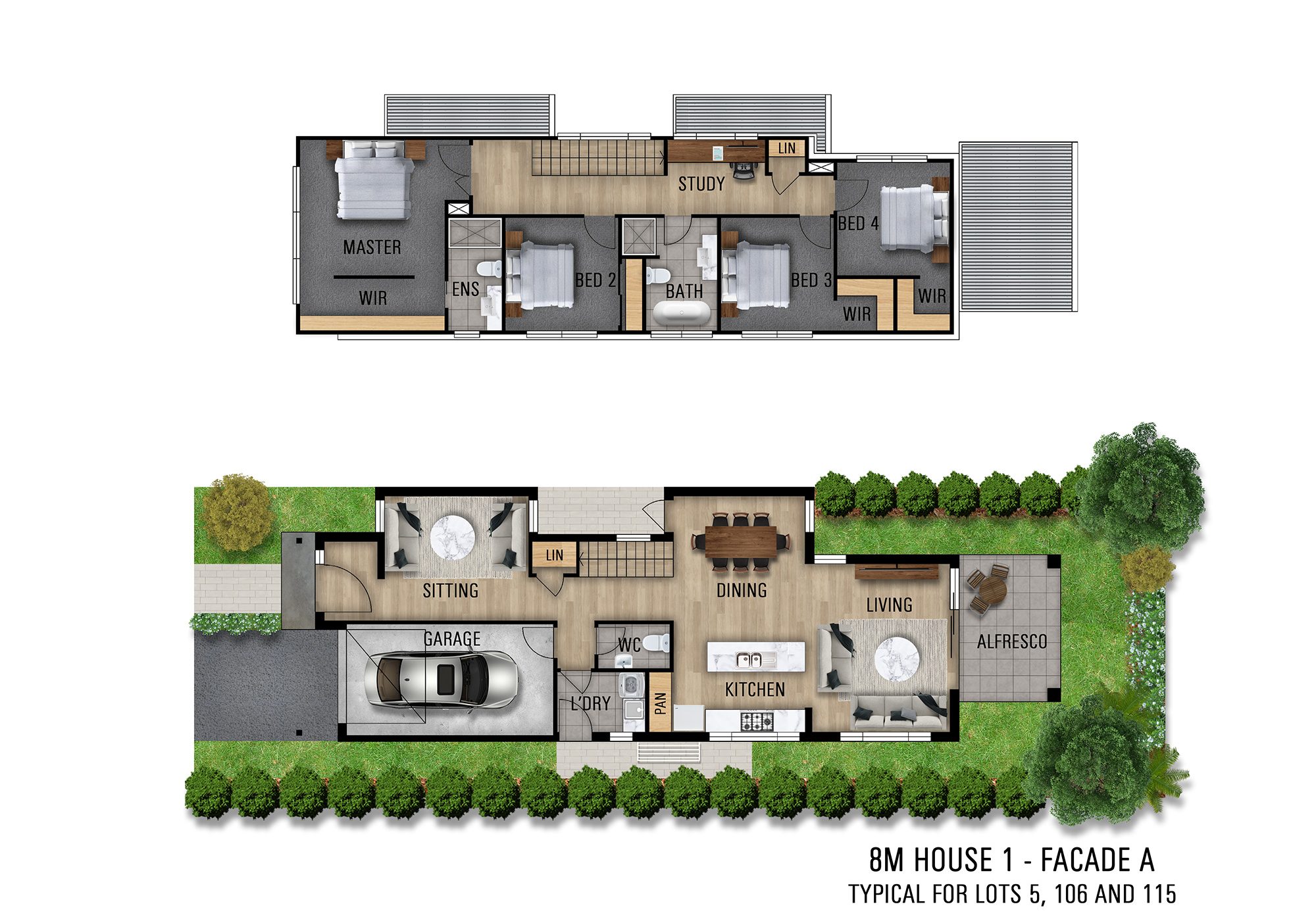 Coloured 3D floor plans